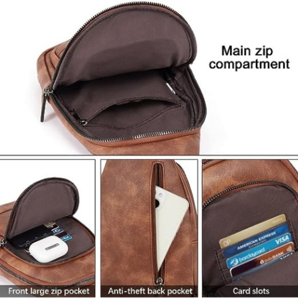 CLUCI Women Large Sling Leather Crossbody Backpack main image 6